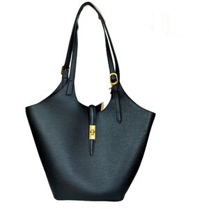 Miztique Black and Gold Structured Faux Leather Tote Bag NWT